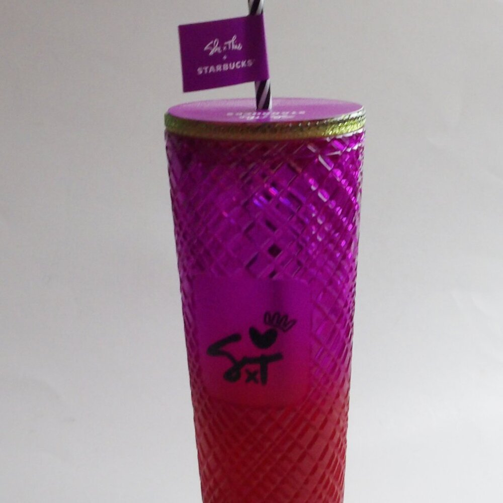 Starbucks SHE x THIS Shae Anthony 2024 Jeweled Ombre Tumbler 24oz. Venti Cup NEW - Picture 5 of 8
